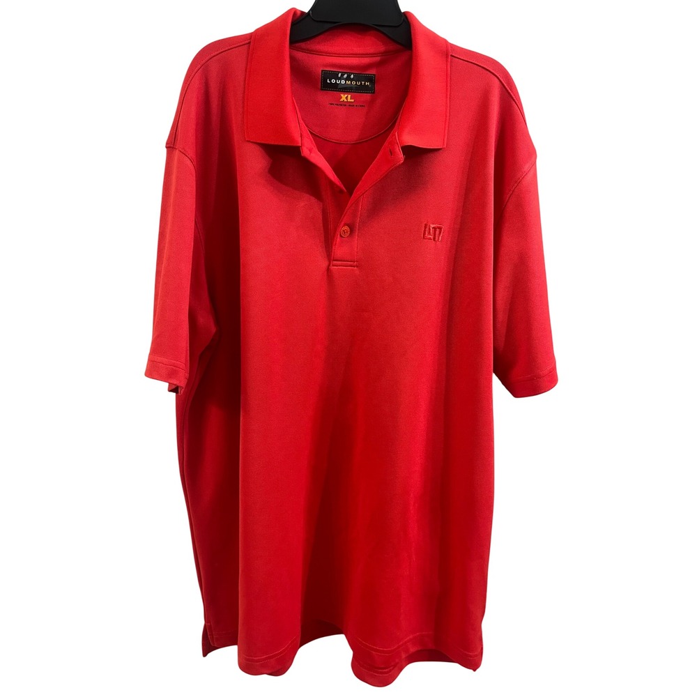 Loudmouth Mens XL Red Short Sleeve‎ Golf Polo Shirt Performance Polyester Solid